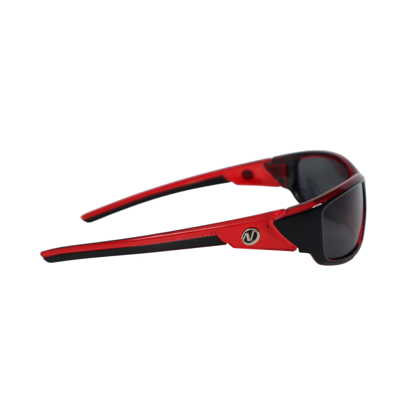 NITROGEN RED Transparent Acrylic Flat Nose Sunglasses w/BLACK Polarized Lens