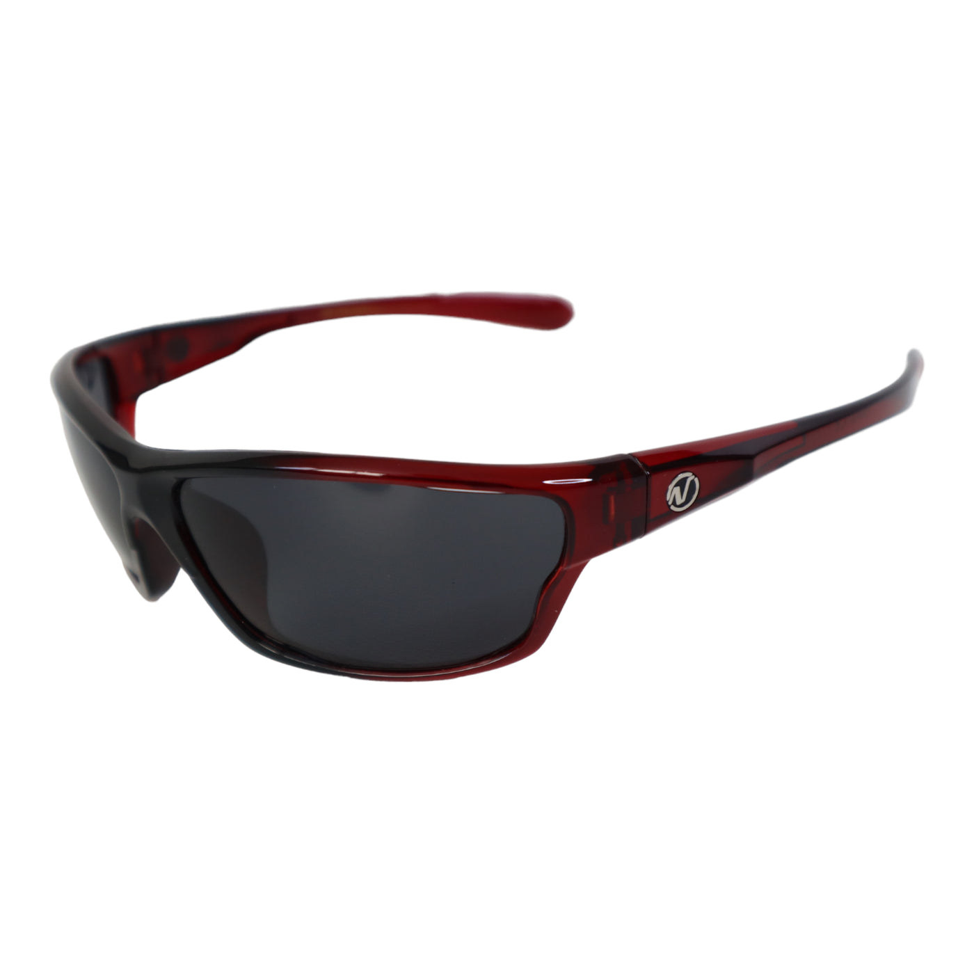 NITROGEN RED Transparent Acrylic Peak Nose Sunglasses w/BLACK Polarized Lens
