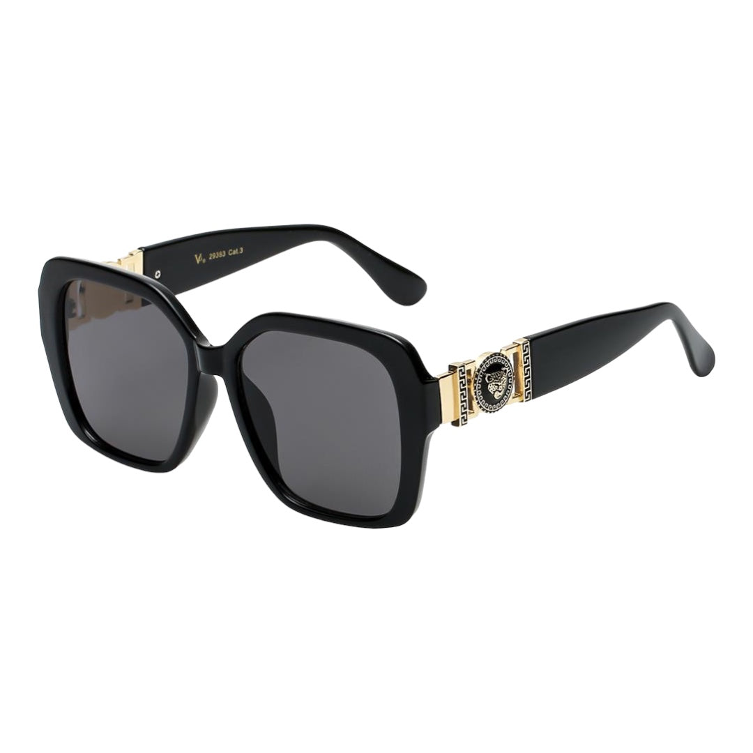 VG Designer Luxury Collection Classy Jaguar Emblem Black Square Frame Sunglasses