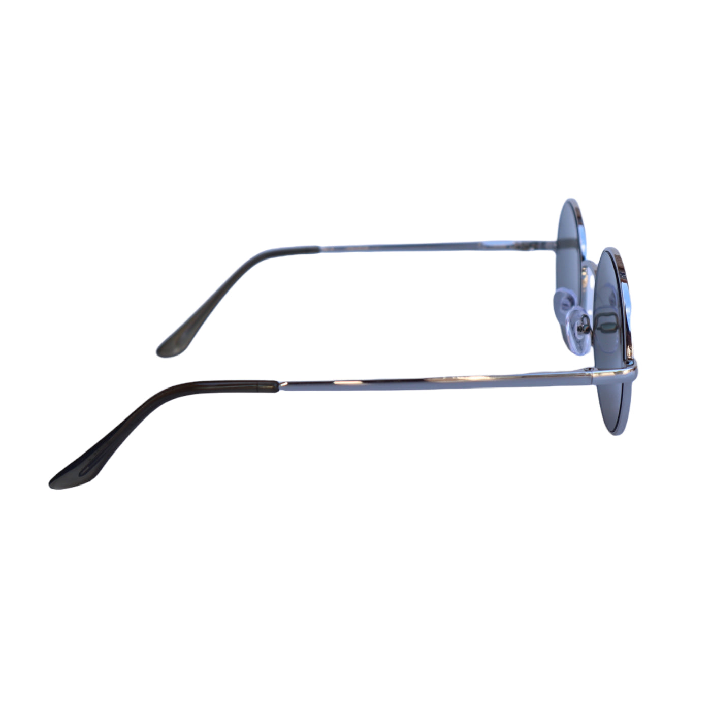 EyeDentification Circular All Metal Frame Sunglasses w/ Reflective BLACK Lens