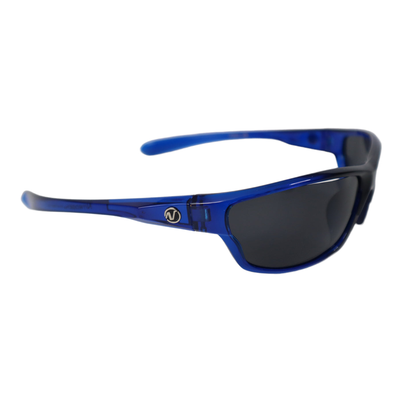 NITROGEN BLUE Transparent Acrylic Peak Nose Sunglasses w/BLACK Polarized Lens