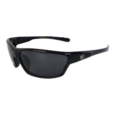 NITROGEN BLACK OPAQUE Acrylic Peak Nose Frame Sunglasses w/BLACK Polarized Lens