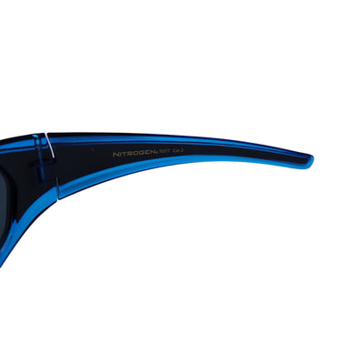 NITROGEN BLUE Color Transparent Acrylic Frame Sunglasses w/ BLACK Polarized Lens