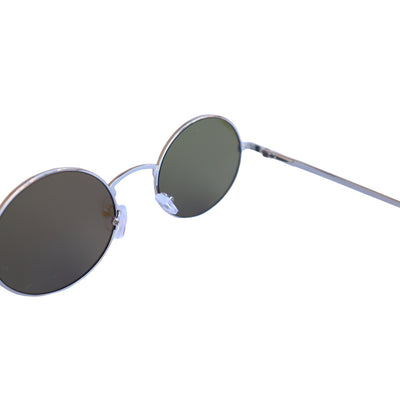 EyeDentification Circular All Metal Frame Sunglasses w/ Reflective OIL COLOR Lens