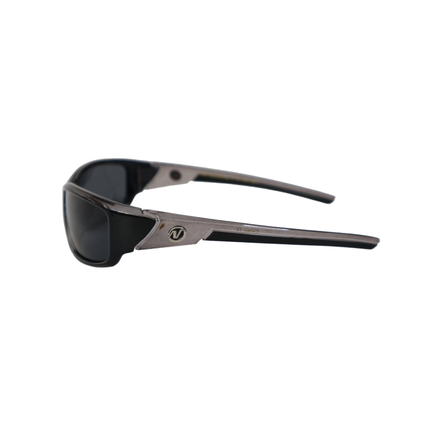 NITROGEN CLEAR Transparent Acrylic Flat Nose Sunglasses w/BLACK Polarized Lens