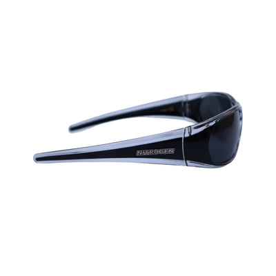 NITROGEN Transparent Acrylic Frame w/ Black Sunglasses w/ BLUE Polarized Lens