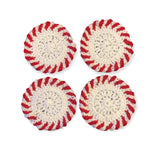 Nikita Naomi Handmade Peppermint Coasters Red and White, Set of 4