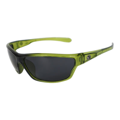NITROGEN GREEN Transparent Acrylic Peak Nose Sunglasses w/BLACK Polarized Lens