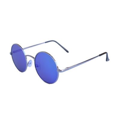EyeDentification Circular All Metal Frame Sunglasses w/ Reflective OIL COLOR Lens