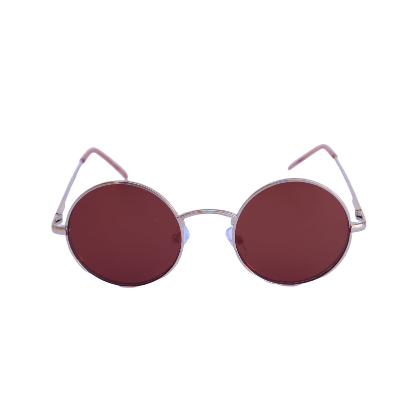 EyeDentification Circular All Metal Frame Sunglasses w/ Reflective ROSE RED Lens