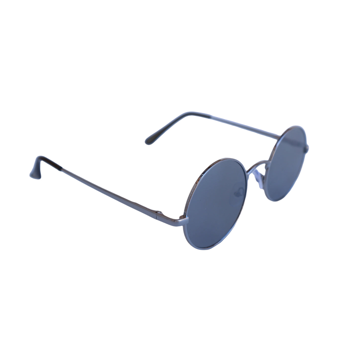 EyeDentification Circular All Metal Frame Sunglasses w/ Reflective BLACK Lens