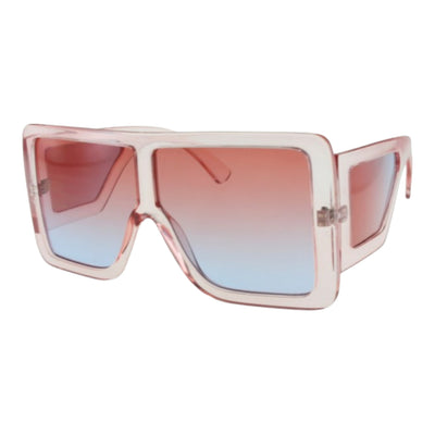 Wet But Not Wild Oversized Shield Square Sunglasses Pink Frame Pink/Blue Lens