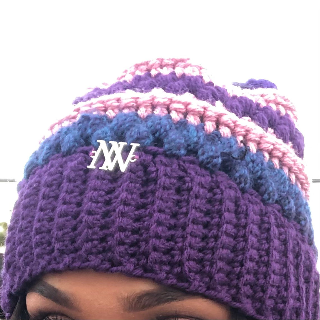 Nikita Naomi Handmade Purple Crochet Beanie