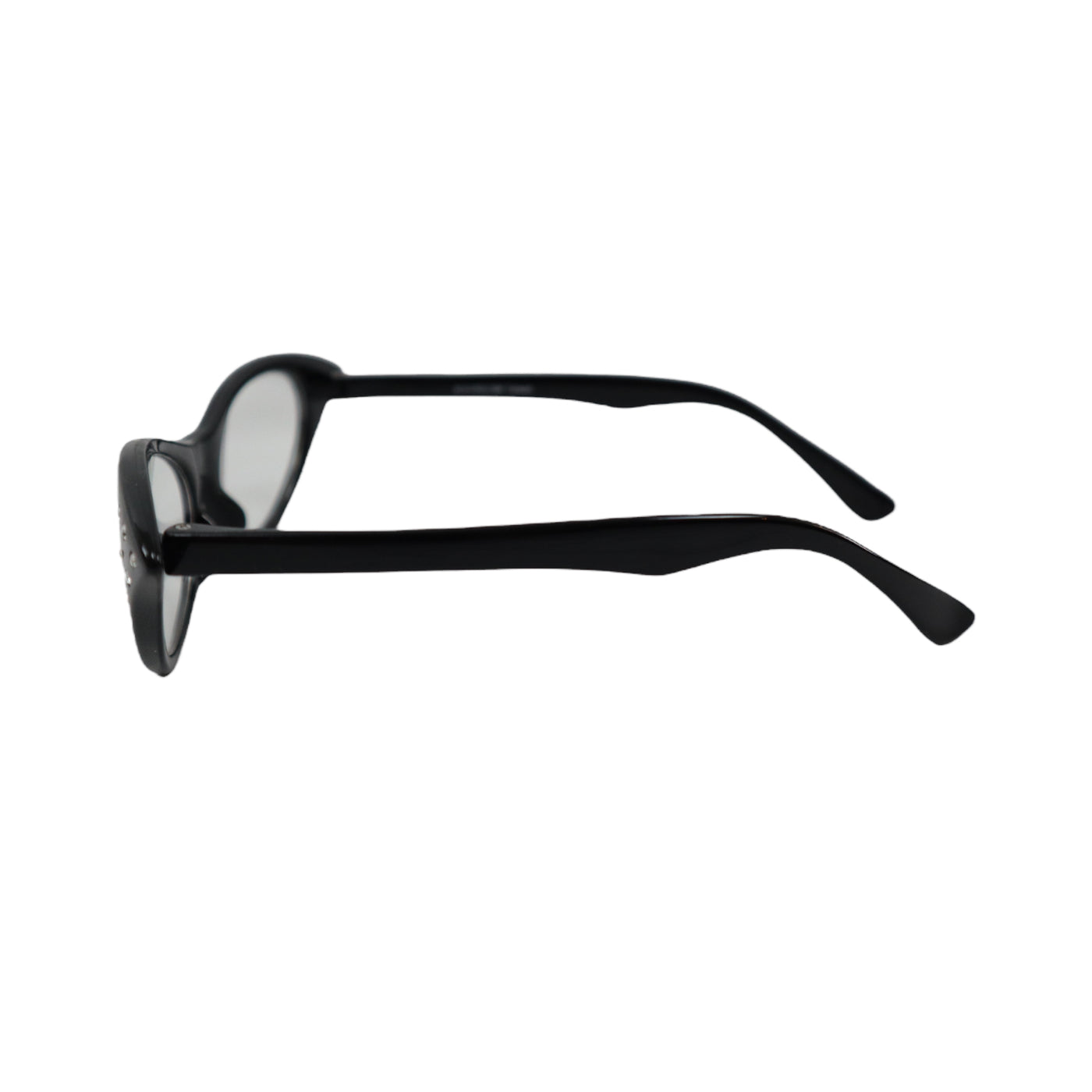 Miss Monroe Black Frame Clear Cat-Eye Glasses with Rhinestones on the Side