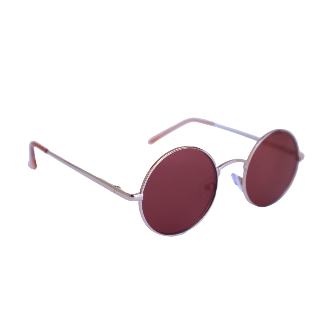 EyeDentification Circular All Metal Frame Sunglasses w/ Reflective ROSE RED Lens