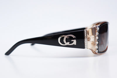 VG Luxury Rhinestone Sunglasses Translucent Champagne Gold Frame with Black Lens