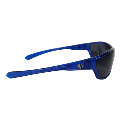 NITROGEN BLUE Transparent Acrylic Peak Nose Sunglasses w/BLACK Polarized Lens