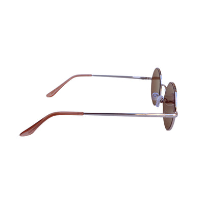 EyeDentification Circular All Metal Frame Sunglasses w/ Reflective ROSE RED Lens