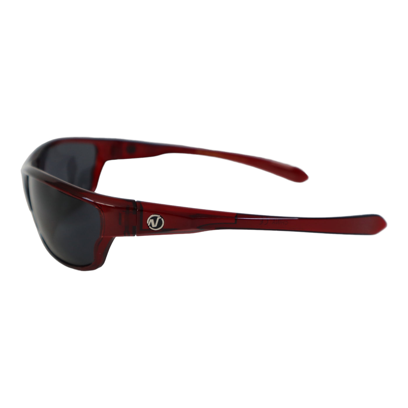 NITROGEN RED Transparent Acrylic Peak Nose Sunglasses w/BLACK Polarized Lens