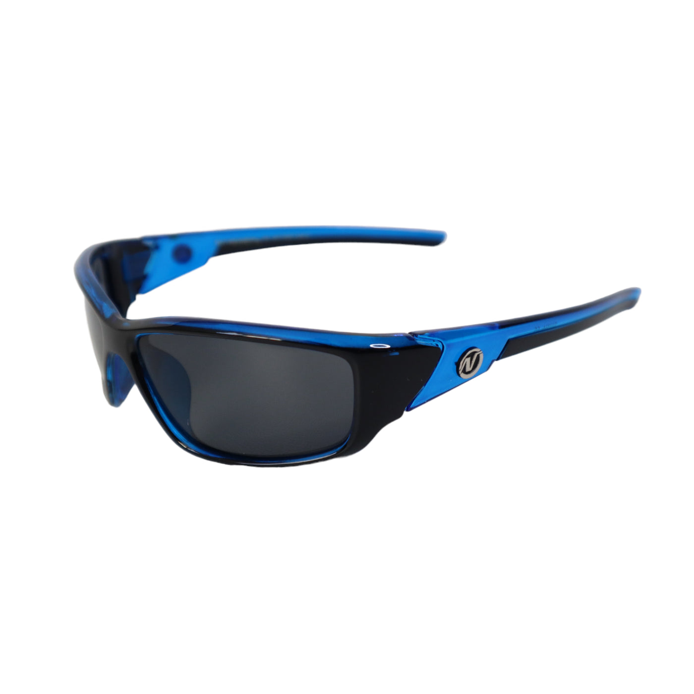 NITROGEN BLUE Transparent Acrylic Flat Nose Sunglasses w/BLACK Polarized Lens