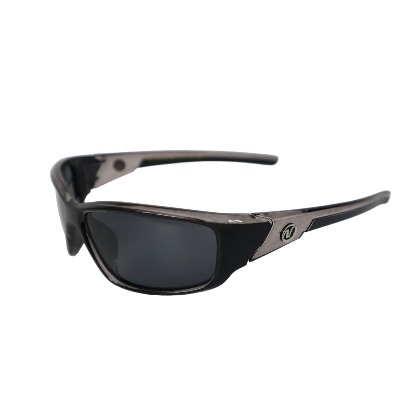 NITROGEN CLEAR Transparent Acrylic Flat Nose Sunglasses w/BLACK Polarized Lens