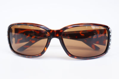 VG Women's Rhinestone Sunglasses Animal Print Frame W Brown Lens