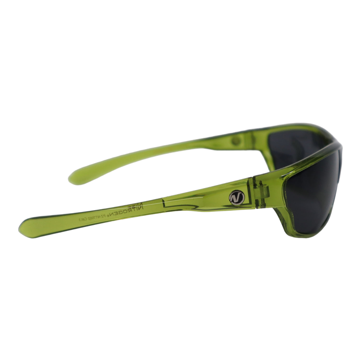 NITROGEN GREEN Transparent Acrylic Peak Nose Sunglasses w/BLACK Polarized Lens