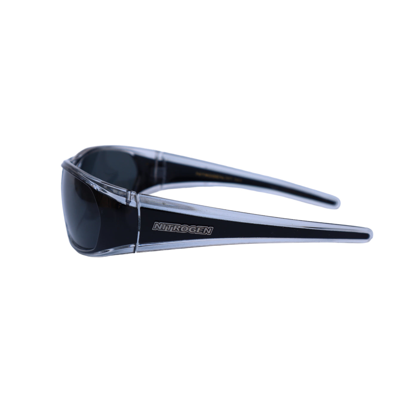 NITROGEN Transparent Acrylic Frame w/ Black Sunglasses w/ BLUE Polarized Lens